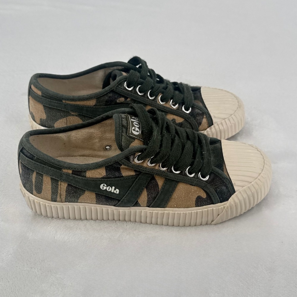 Gola Camouflage Canvas Sneakers in Green, Brown, Black - Picture 4 of 11